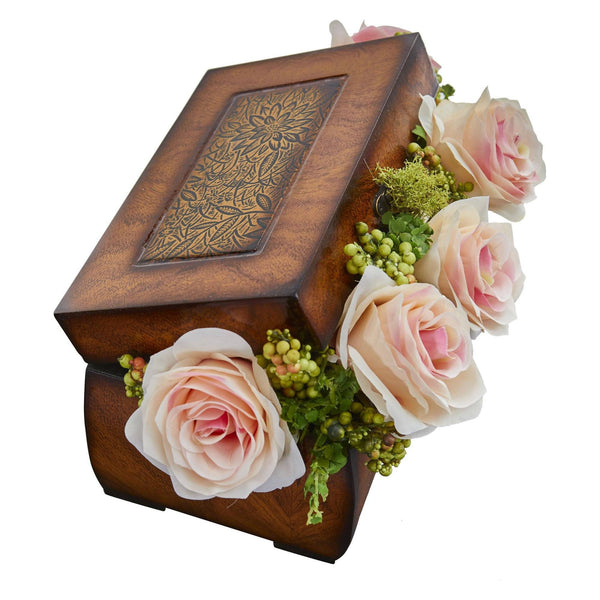 Roses Artificial Arrangement in Decorative Chest
