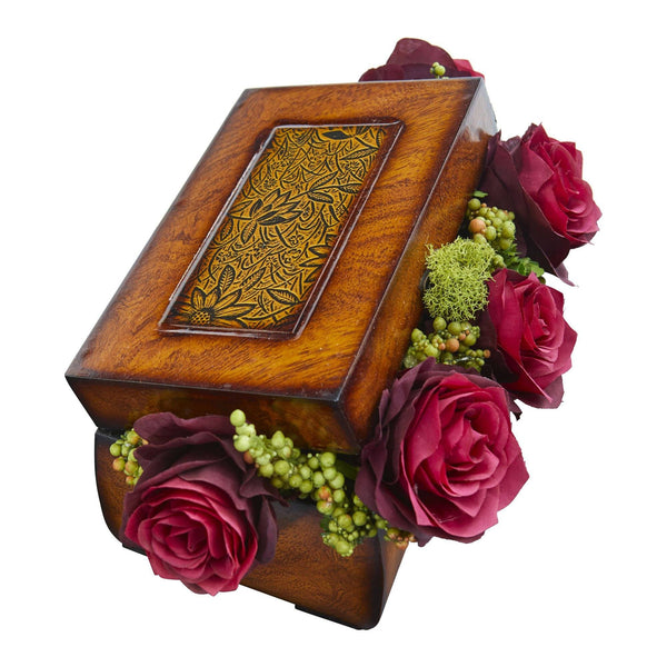 Roses Artificial Arrangement in Decorative Chest