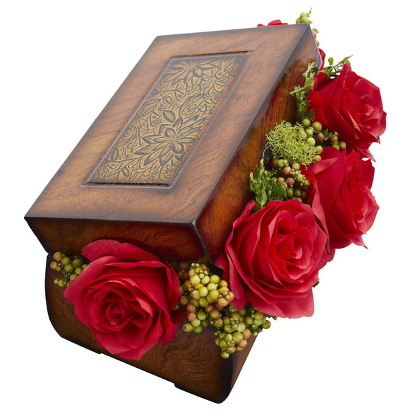 Roses Artificial Arrangement in Decorative Chest