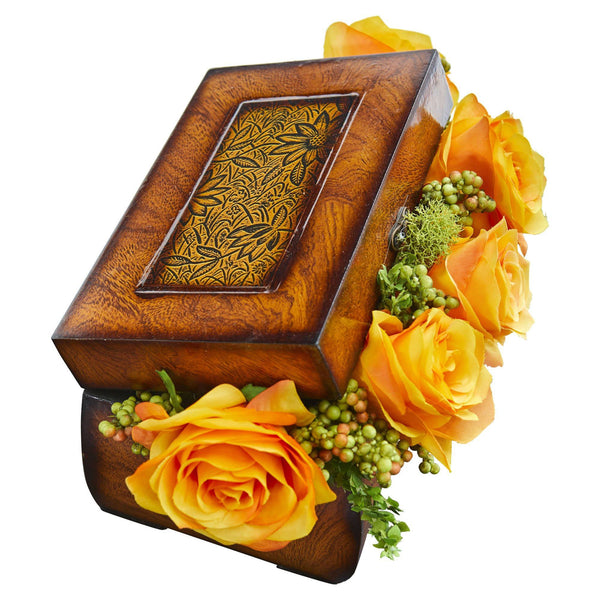 Roses Artificial Arrangement in Decorative Chest