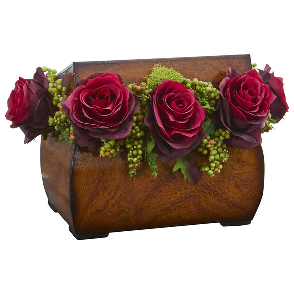 Roses Artificial Arrangement in Decorative Chest