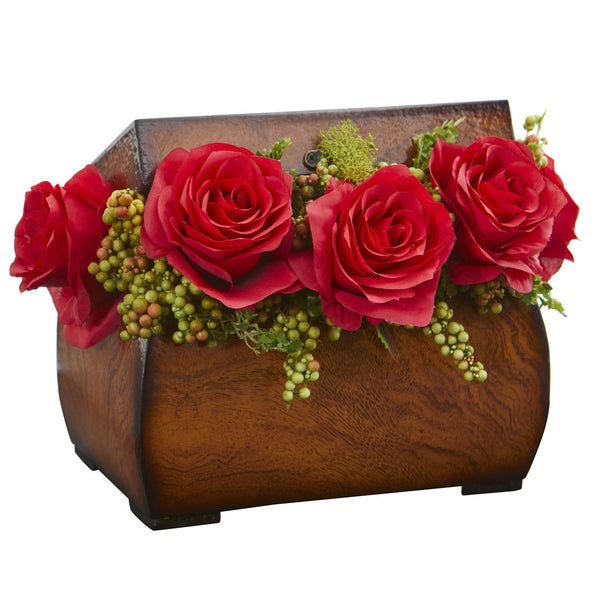 Roses Artificial Arrangement in Decorative Chest