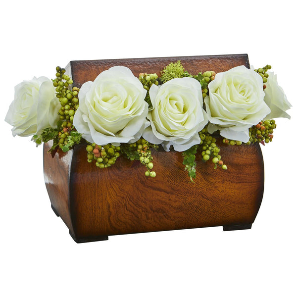 Roses Artificial Arrangement in Decorative Chest