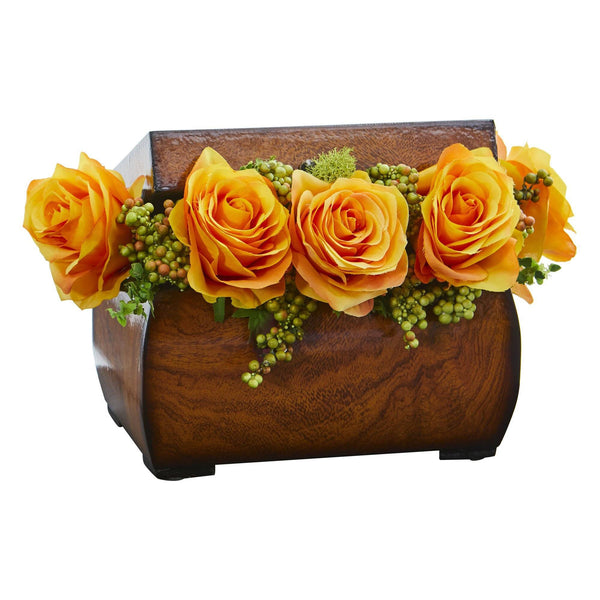 Roses Artificial Arrangement in Decorative Chest
