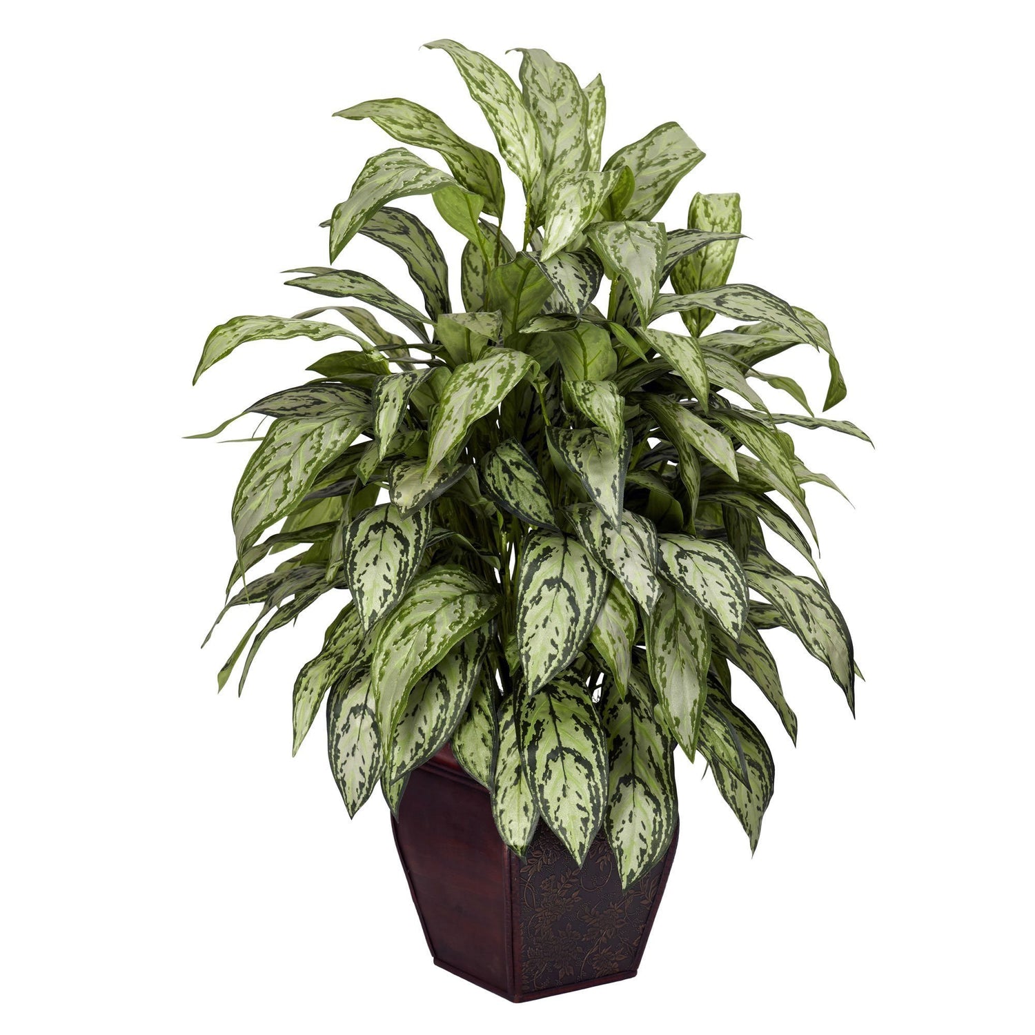 Silver Queen w/Decorative Planter Silk Plant