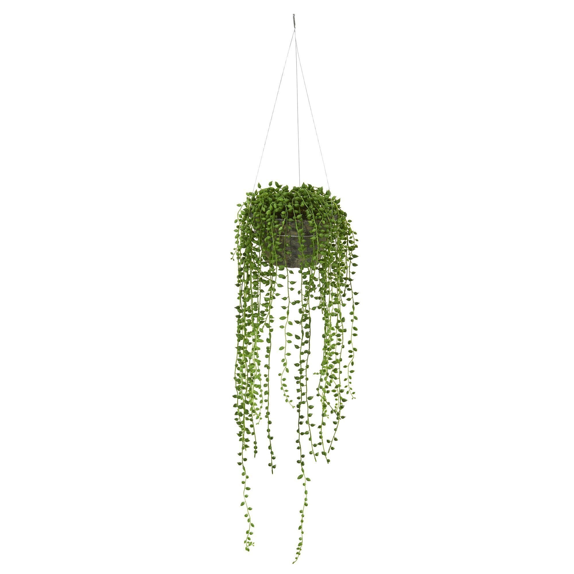 faux hanging pearl plant String of Pearl Artificial Plant Hanging Basket
