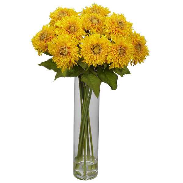 Sunflower w/Cylinder Silk Flower Arrangement