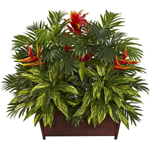 Tropical Garden w/Wood Planter