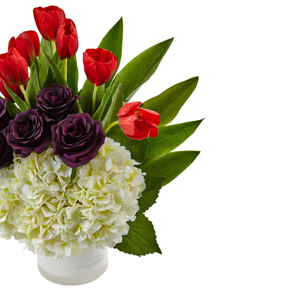 Tulip Rose & Hydrangea Arrangement