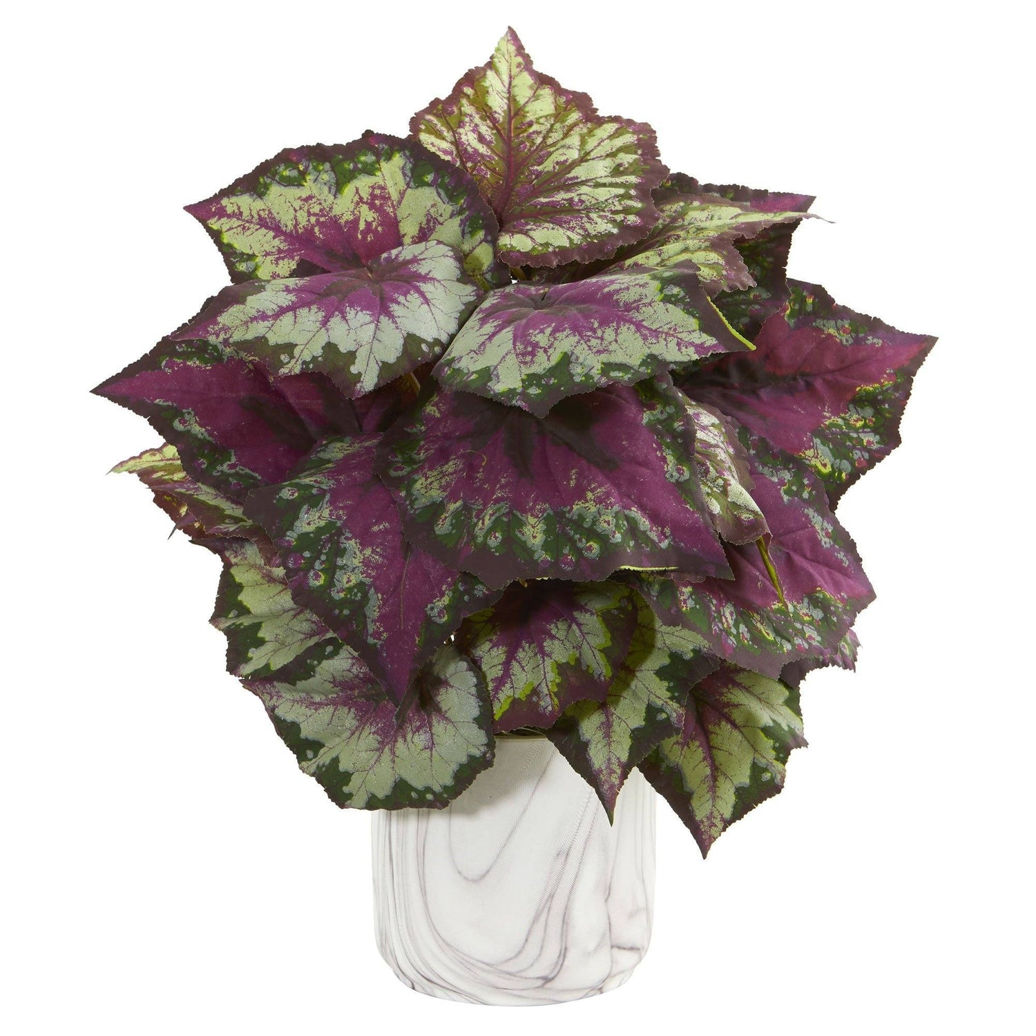 Wax Begonia Artificial Plant in Marble Finished Vase