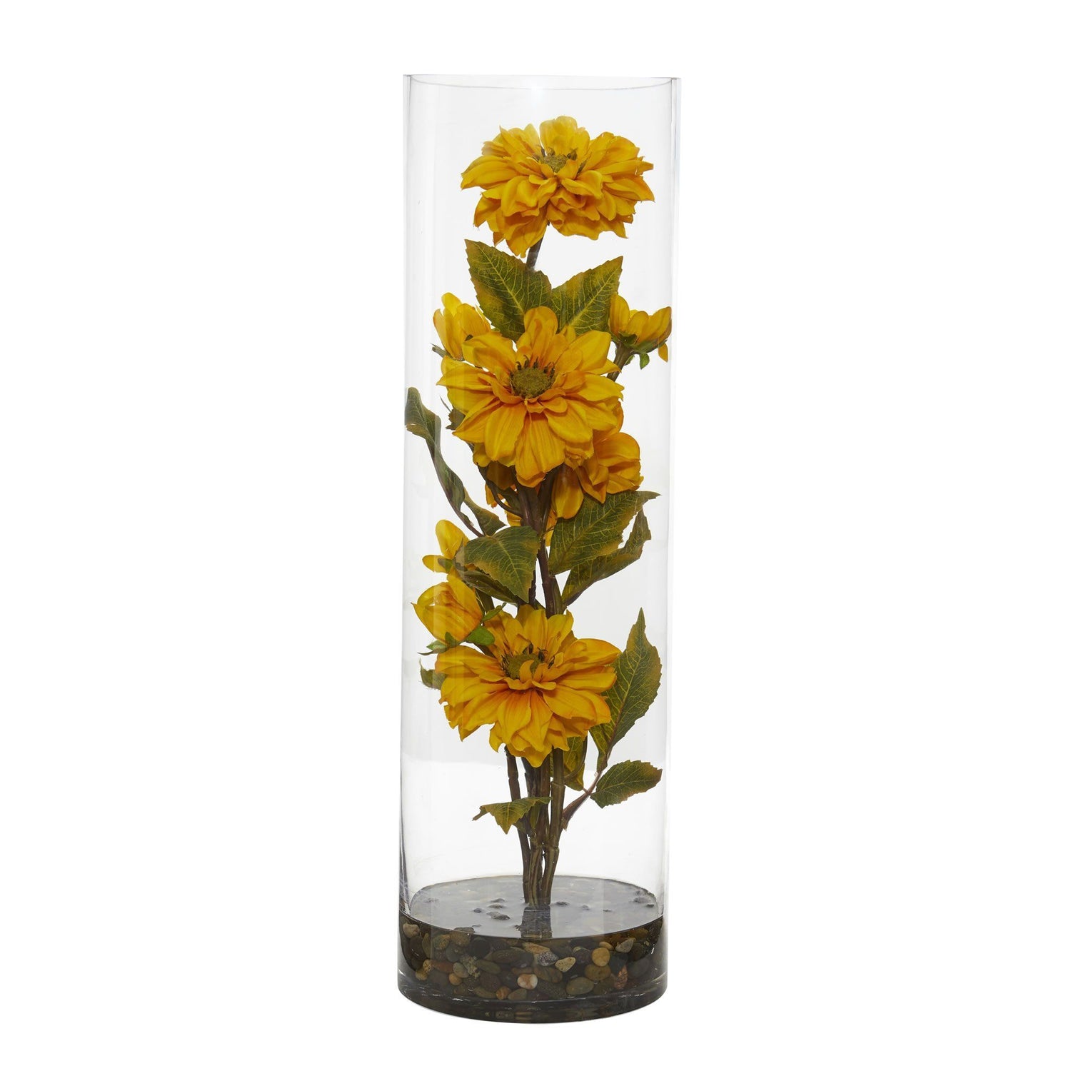 Zinnia Artificial Arrangement in Cylinder Vase