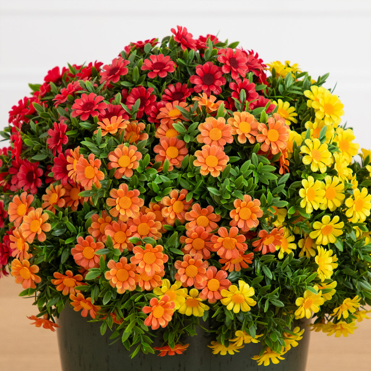 18” UV Resistant Autumn Artificial Fall Mixed Daisy Plant in Decorative Planter (Indoor/Outdoor)