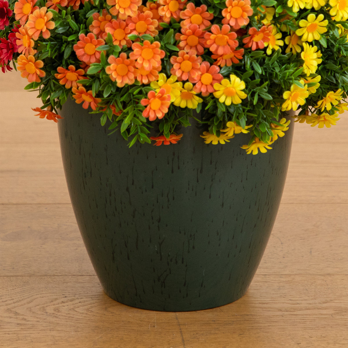 18” UV Resistant Autumn Artificial Fall Mixed Daisy Plant in Decorative Planter (Indoor/Outdoor)