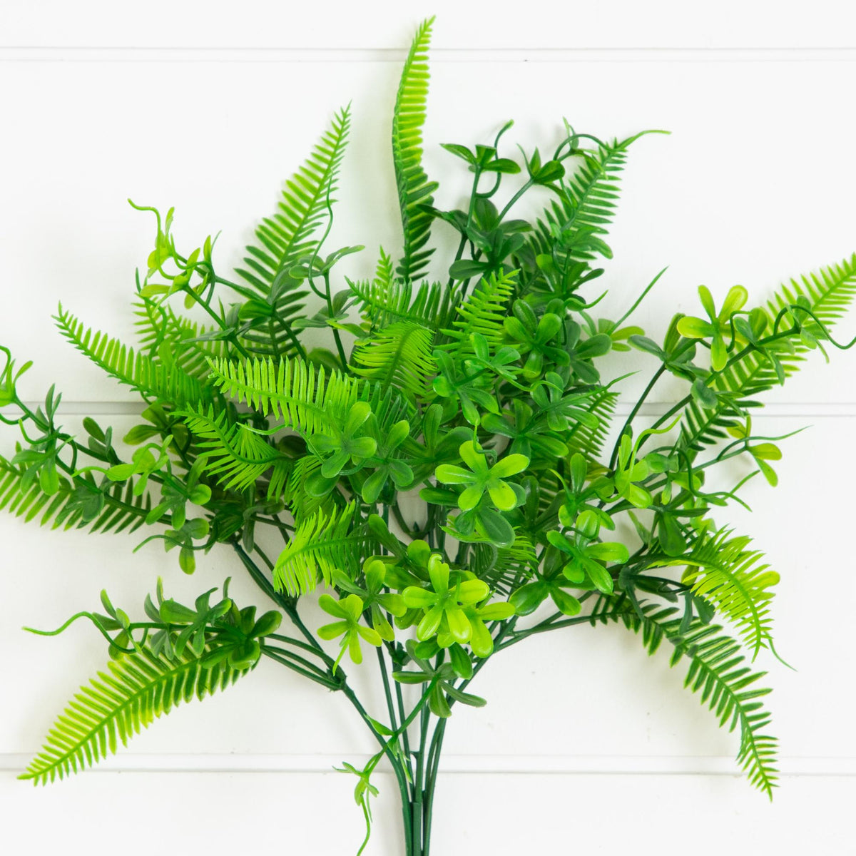 14” UV Resistant Artificial Mixed Greens Bush (Indoor/Outdoor) - Set of 4