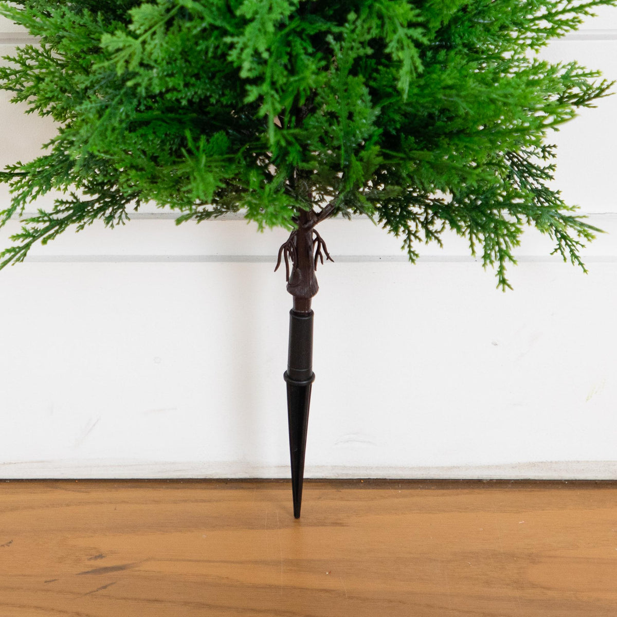 15” UV Resistant Artificial Cedar Bush with Integrated Ground Stake (Indoor/Outdoor) - Set of 2