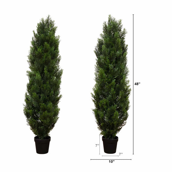 4’ Artificial Cedar Tree UV Resistant (Indoor/Outdoor) - Set of 2