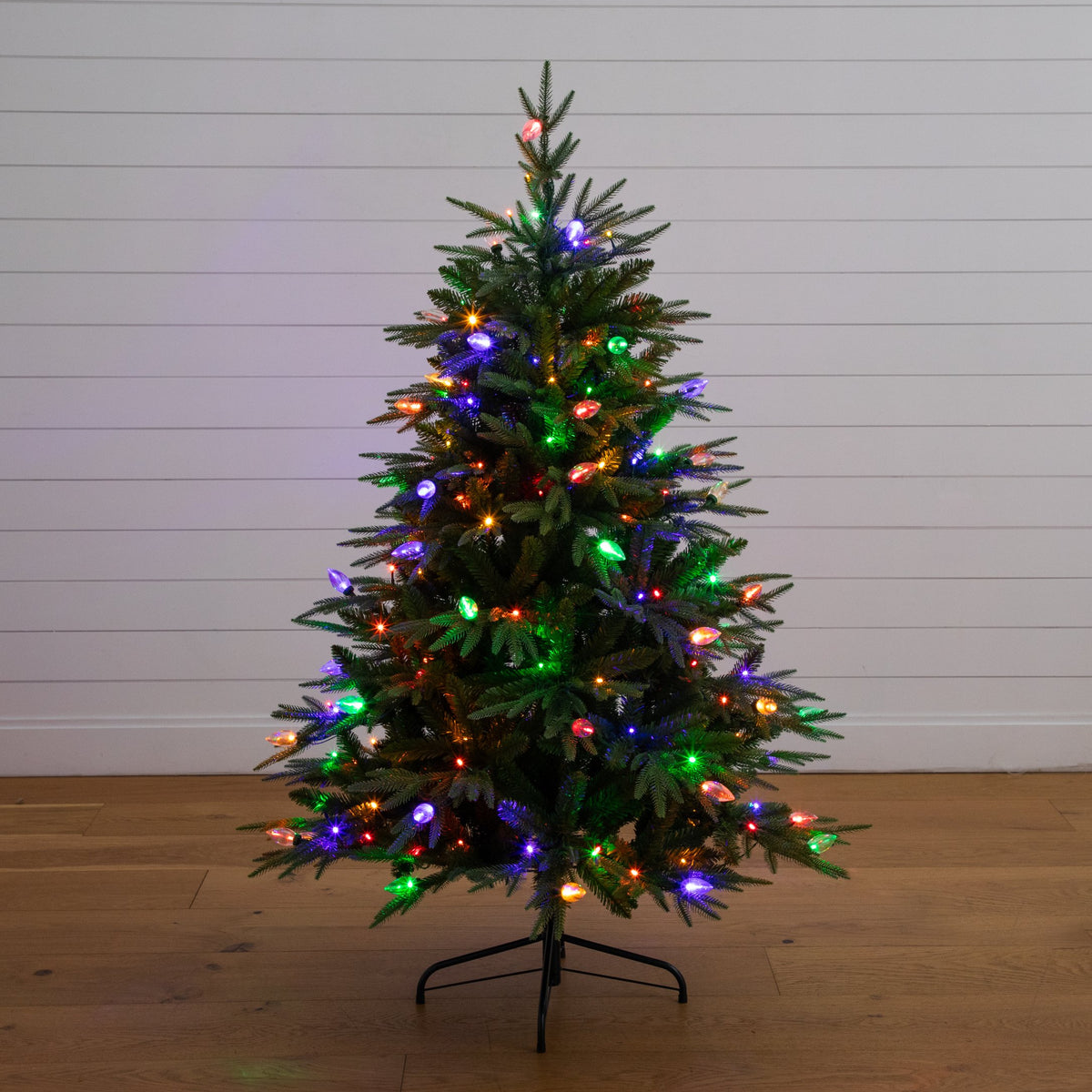 5' Pre-Lit Artificial Luxembourg Pine Christmas Tree with 170 Multicolored Traditional Bulb LED Lights