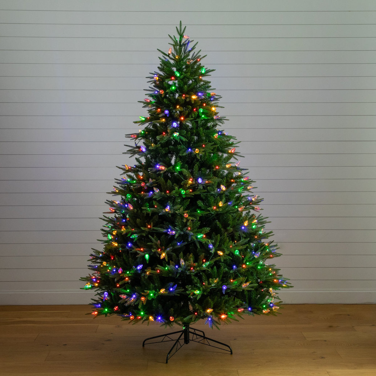 8'  Pre-Lit Artificial Luxembourg Pine Christmas Tree with 500 Multicolored Traditional Bulb LED Lights