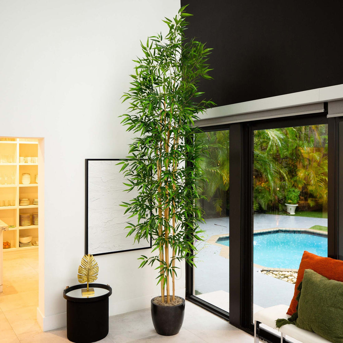 artificial bamboo plants for indoor decoration Nearly Natural 10ft. Artificial Bamboo Tree with Real Bamboo Trunks