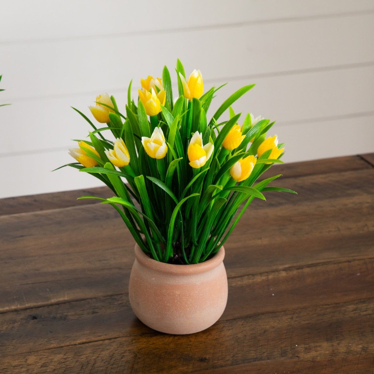 10” Artificial Tulip Plant in Ceramic Planter -Set of 3