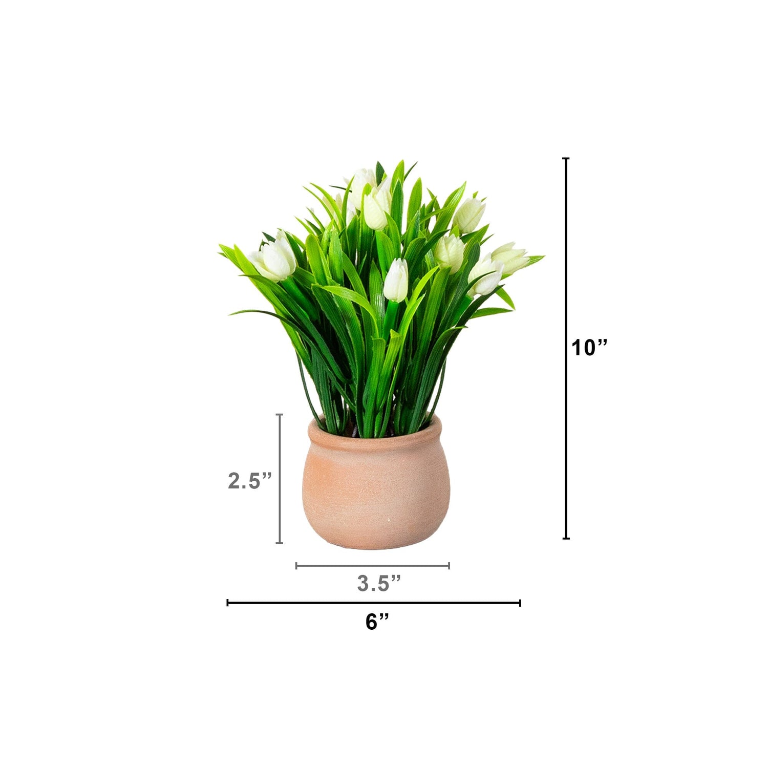 10” Artificial Tulip Plant in Ceramic Planter -Set of 3