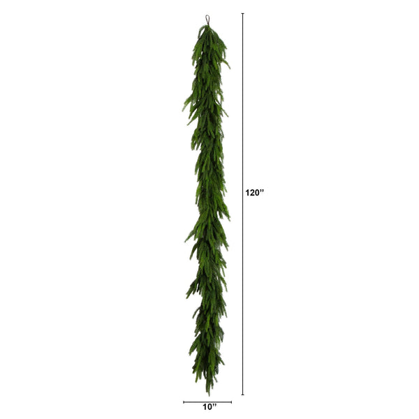 10' Artificial Real Touch Norfolk Island Pine Garland with Natural Look