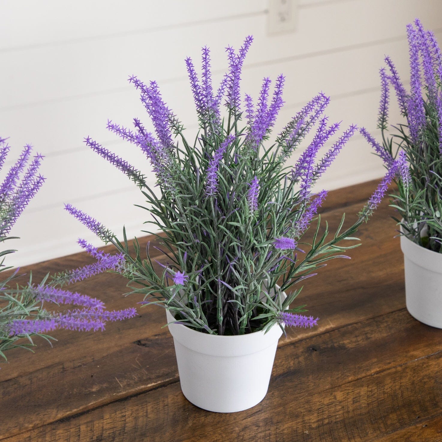 11” Artificial Lavender Plant in White Pot - Set of 3