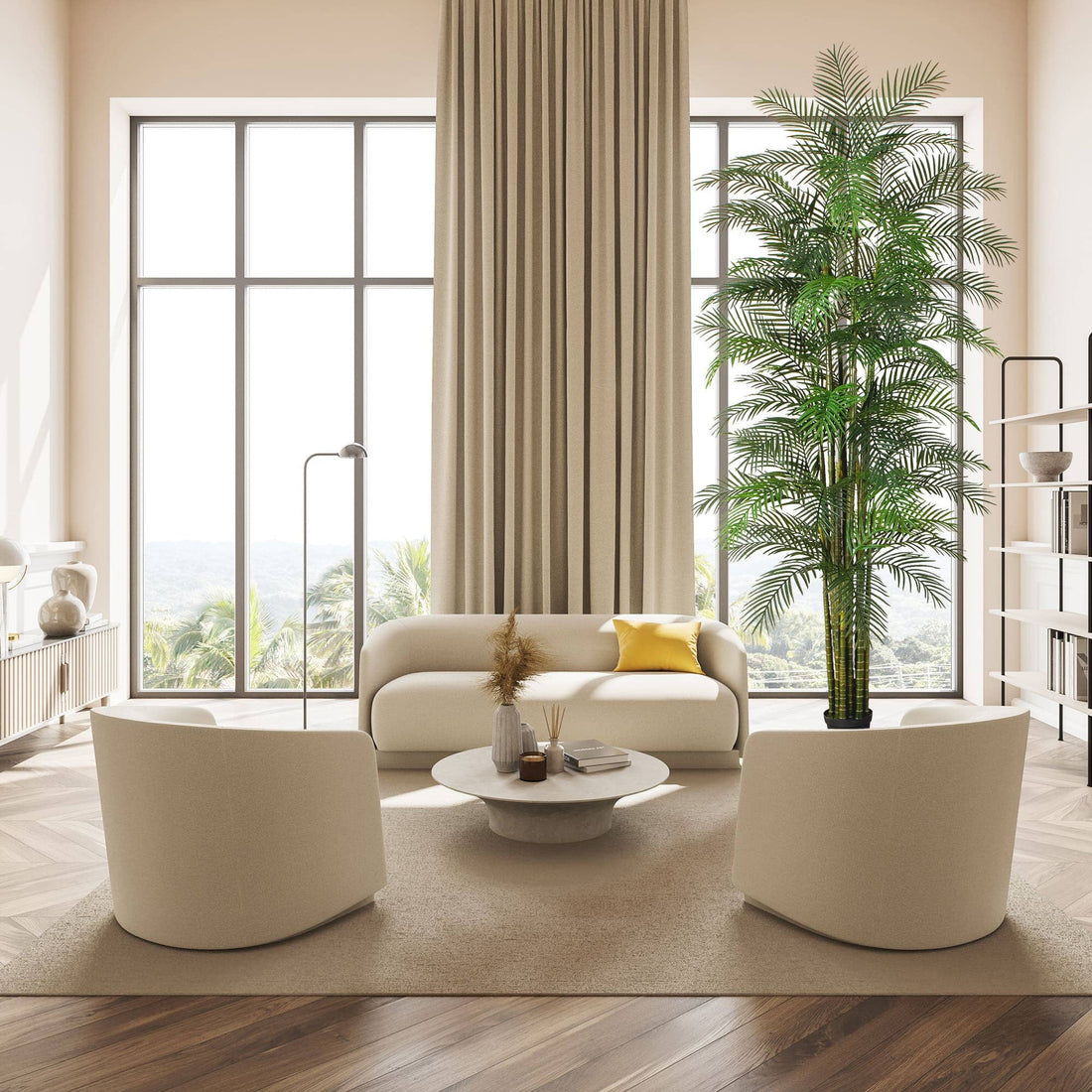 areca palm living room Nearly Natural 12ft. UV Resistant Artificial Areca Palm Tree (Indoor/Outdoor)