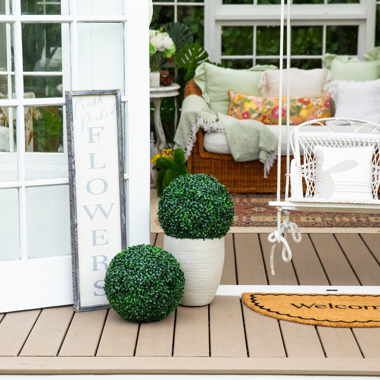 10" UV Resistant Artificial Boxwood Ball (Indoor/Outdoor) - Set of 2