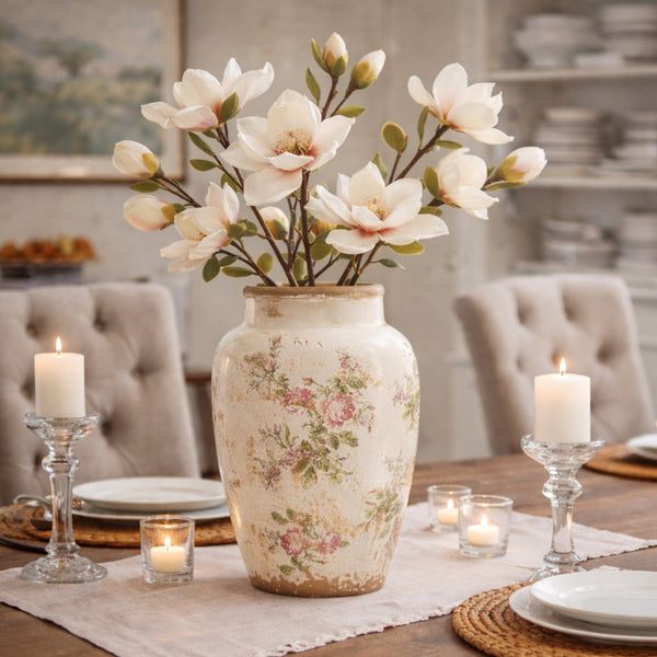 12.5” Tuscan Ceramic Floral Print Vase