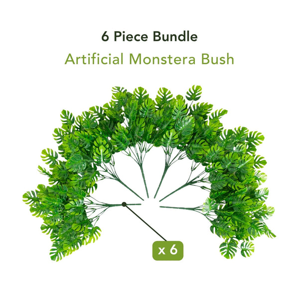 13” Artificial Mini Monstera Bush - Set of 6