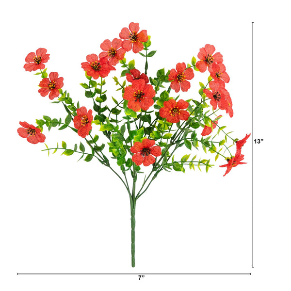 13” UV Resistant Artificial Daisy Bush (Indoor/Outdoor) - Set of 12