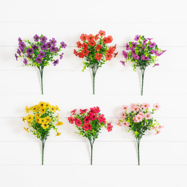 13” UV Resistant Artificial Daisy Bush (Indoor/Outdoor) - Set of 12