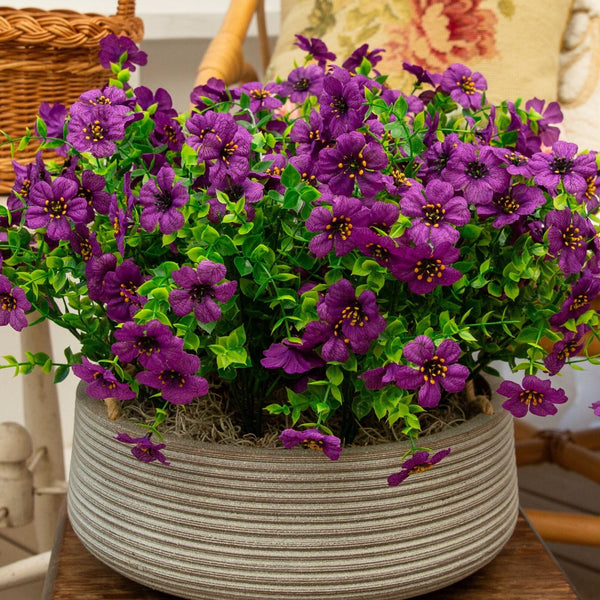 13” UV Resistant Artificial Daisy Bush (Indoor/Outdoor) - Set of 12