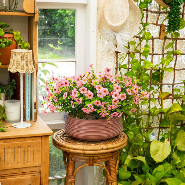 13” UV Resistant Artificial Daisy Bush (Indoor/Outdoor) - Set of 12