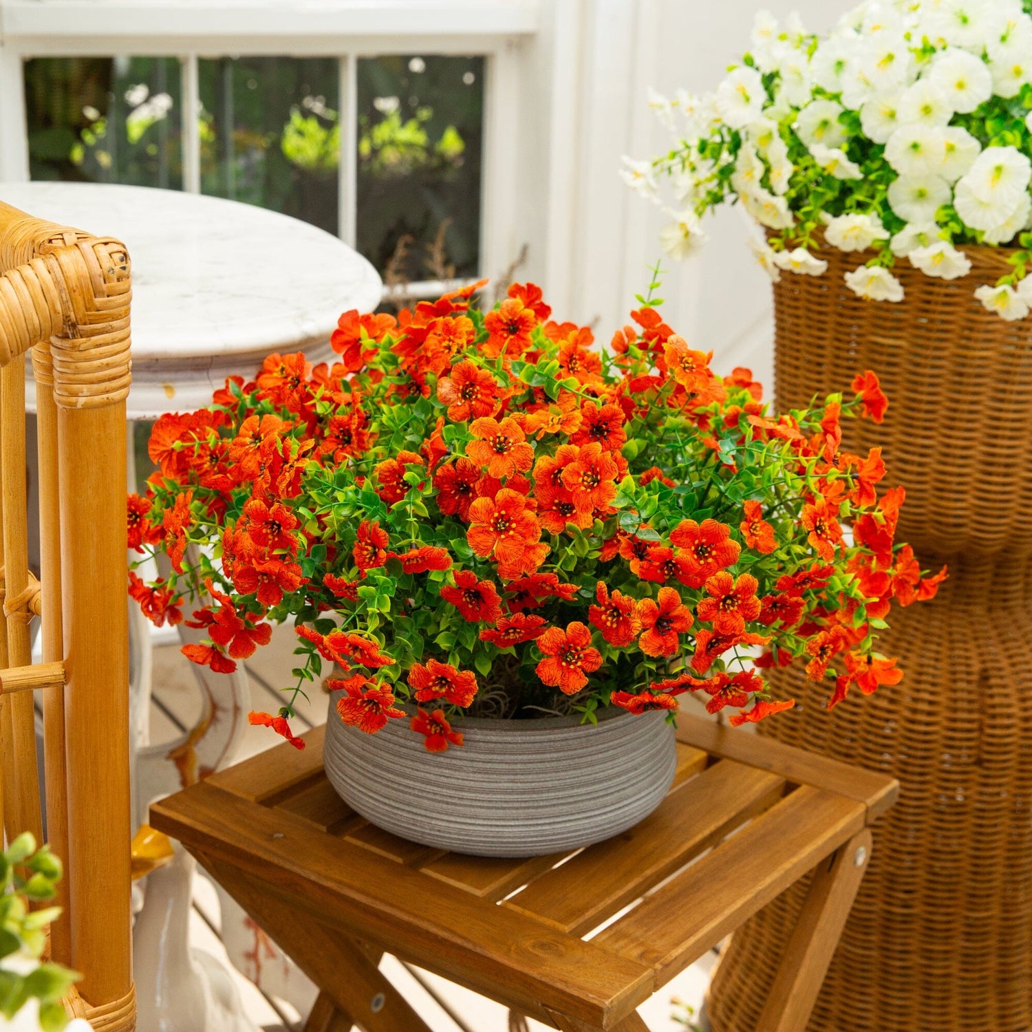 indoor daisy plant 13" UV Daisy Flower Bush Plant (Indoor/Outdoor)- Set of 12 – Nearly Natural