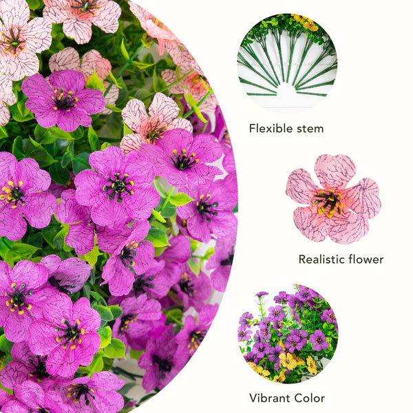 13” UV Resistant Artificial Daisy Bush (Indoor/Outdoor) - Set of 12