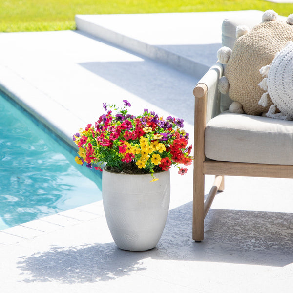 13” UV Resistant Artificial Daisy Bush (Indoor/Outdoor) - Set of 12