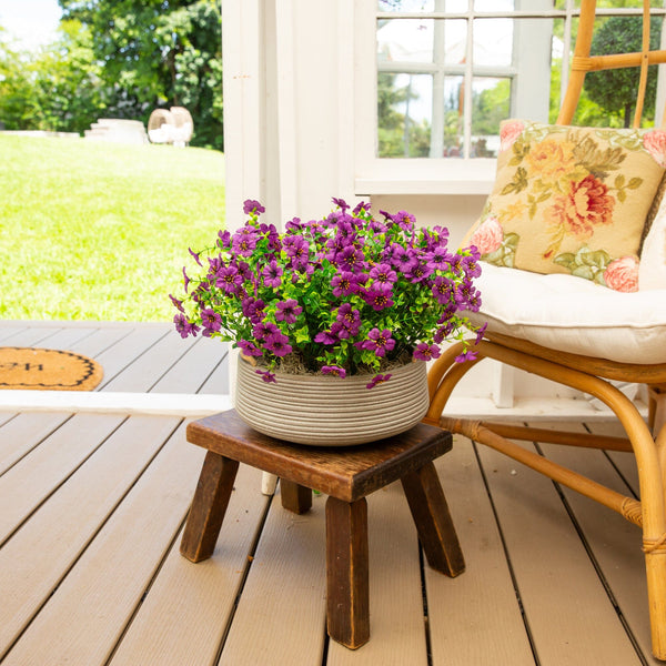 13” UV Resistant Artificial Daisy Bush (Indoor/Outdoor) - Set of 12