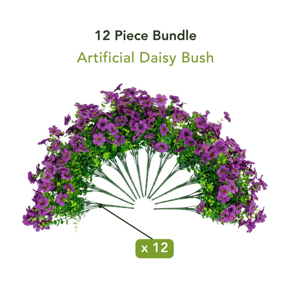 13” UV Resistant Artificial Daisy Bush (Indoor/Outdoor) - Set of 12