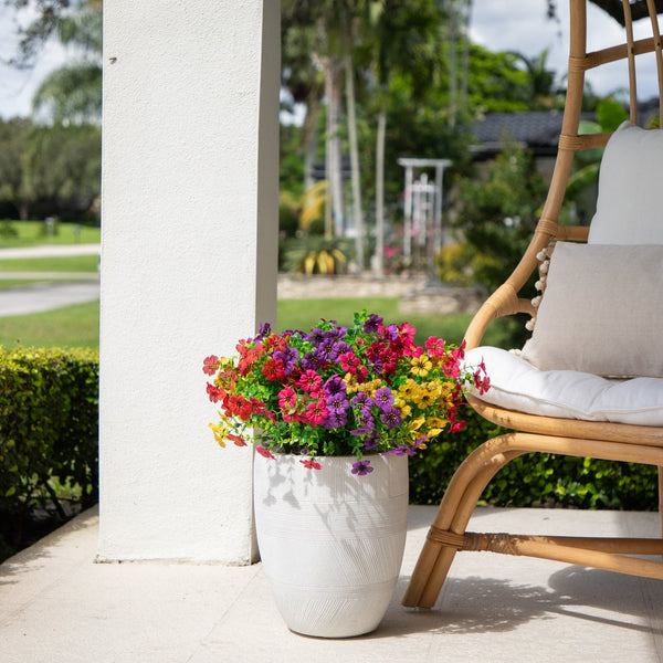 13” UV Resistant Artificial Daisy Bush (Indoor/Outdoor) - Set of 12