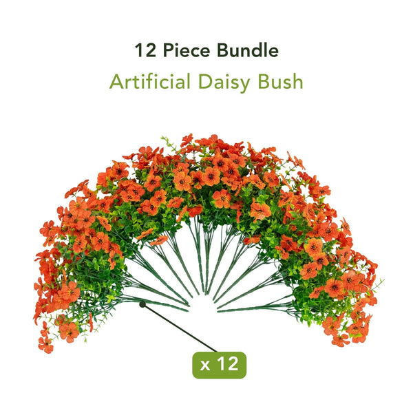 13” UV Resistant Artificial Daisy Bush (Indoor/Outdoor) - Set of 12