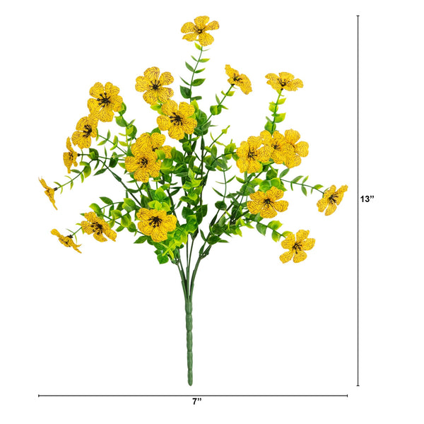 13” UV Resistant Artificial Daisy Bush (Indoor/Outdoor) - Set of 12