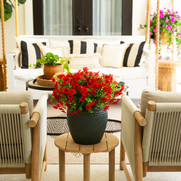 13” UV Resistant Artificial Daisy Bush (Indoor/Outdoor) - Set of 12