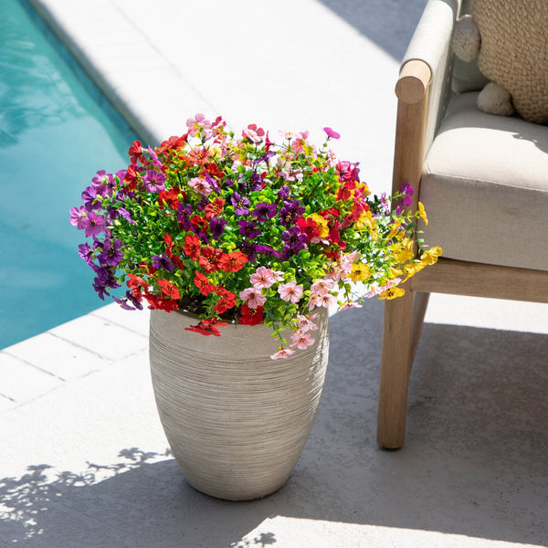 13” UV Resistant Artificial Daisy Bush (Indoor/Outdoor) - Set of 12