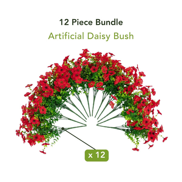 13” UV Resistant Artificial Daisy Bush (Indoor/Outdoor) - Set of 12