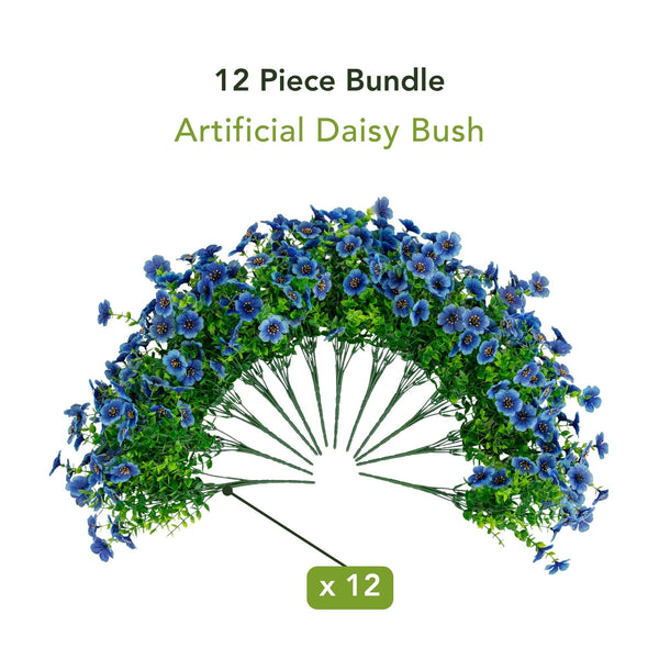 13” UV Resistant Artificial Daisy Bush (Indoor/Outdoor) - Set of 12