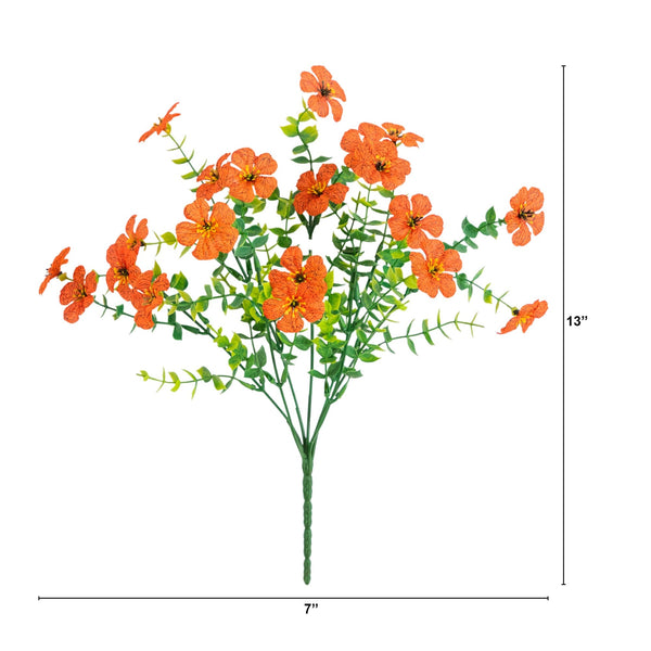 13” UV Resistant Artificial Daisy Bush (Indoor/Outdoor) - Set of 12