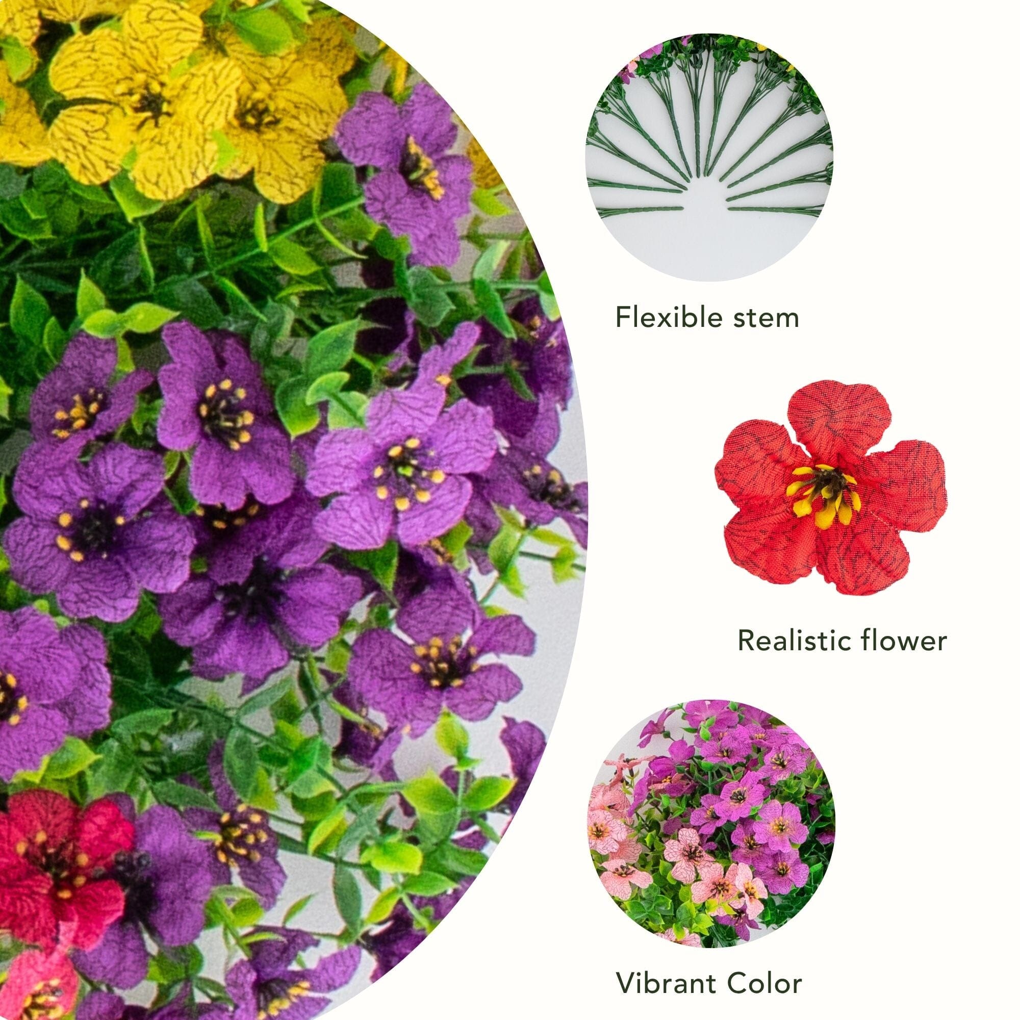 13” UV Resistant Artificial Daisy Bush (Indoor/Outdoor) - Set of