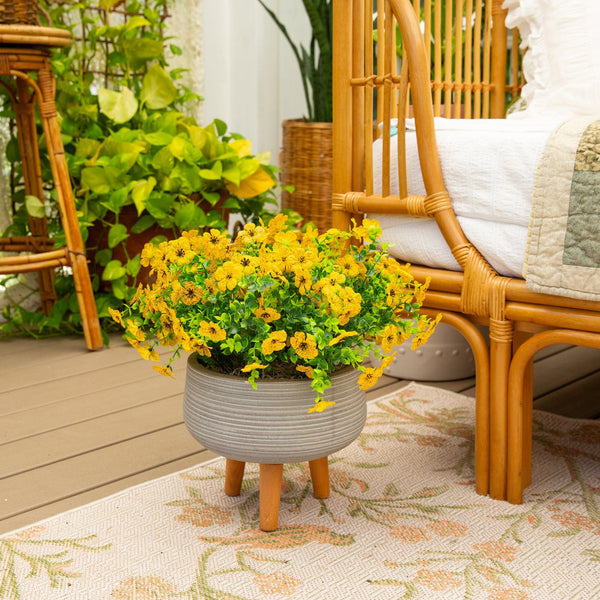 13” UV Resistant Artificial Daisy Bush (Indoor/Outdoor) - Set of 12